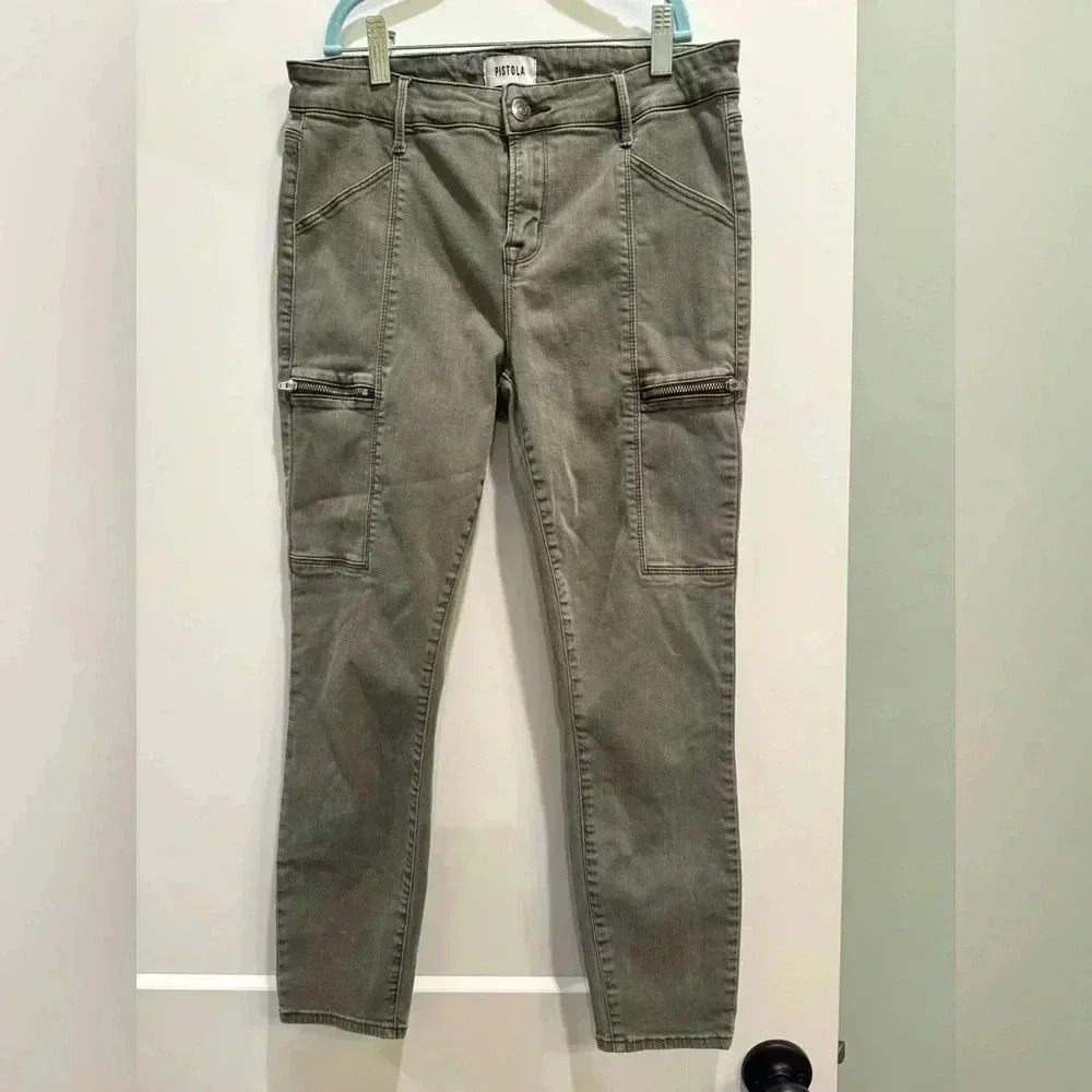 Pistola Revolve Womens Olive Zipper Pocket Hunter Cargo Jeans In Eden Size 29